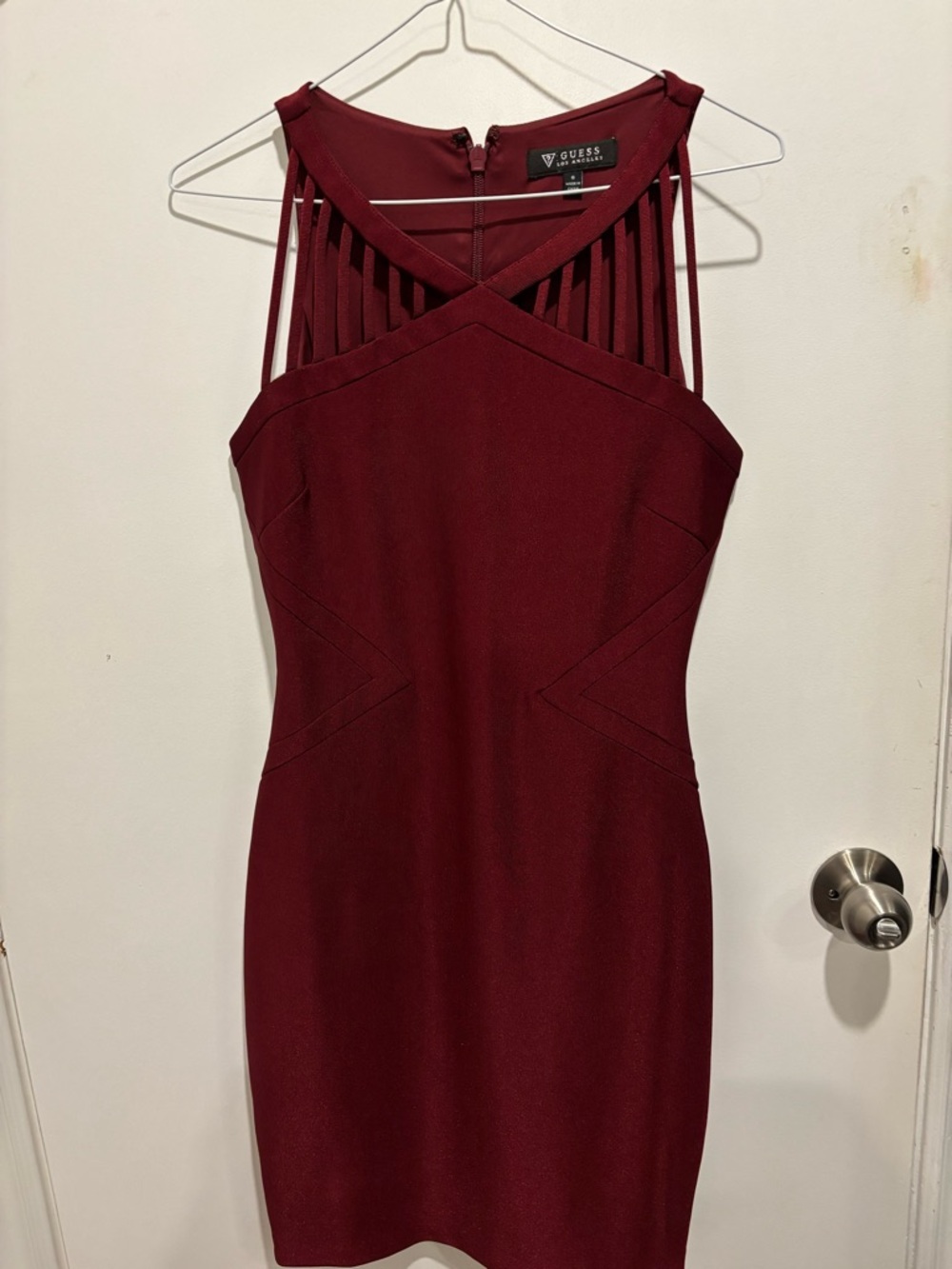 GUESS Wine Red Strappy Midi Sheath Dress - Picture 4 of 6